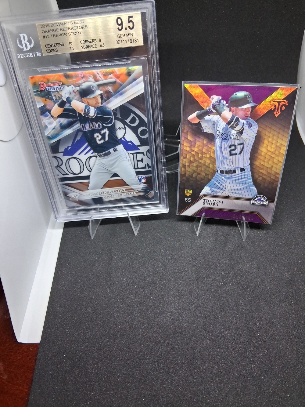 Trevor Story Baseball Card Display - Purple Accent